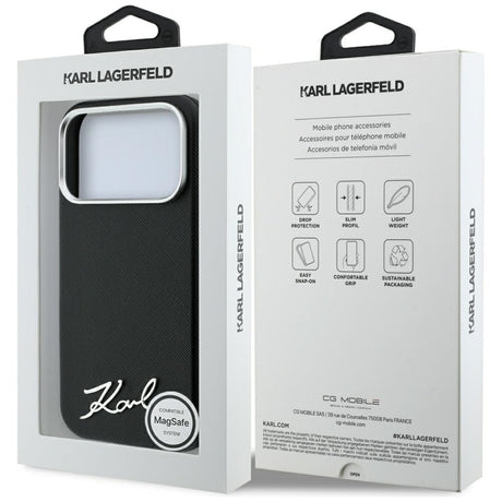 Karl Lagerfeld iPhone 17 Pro Max/iPhone 18 Pro Max Skal Saffiano Script Logo Svart