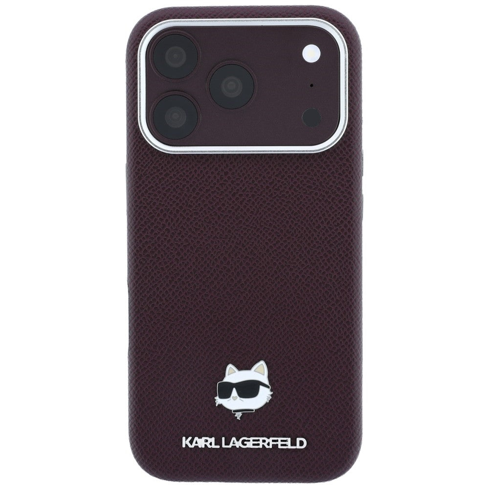 Karl Lagerfeld iPhone 17 Pro/iPhone 18 Pro Skal Grained Choupette Burgundy