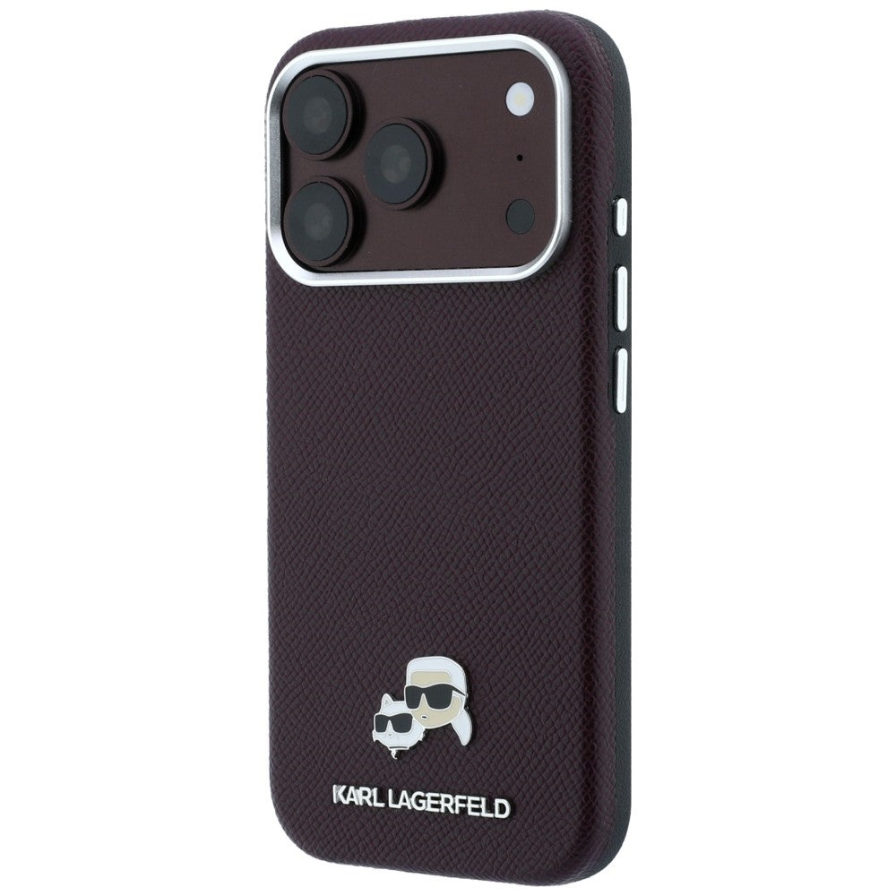 Karl Lagerfeld iPhone 17 Pro/iPhone 18 Pro Skal Grained Heads Burgundy