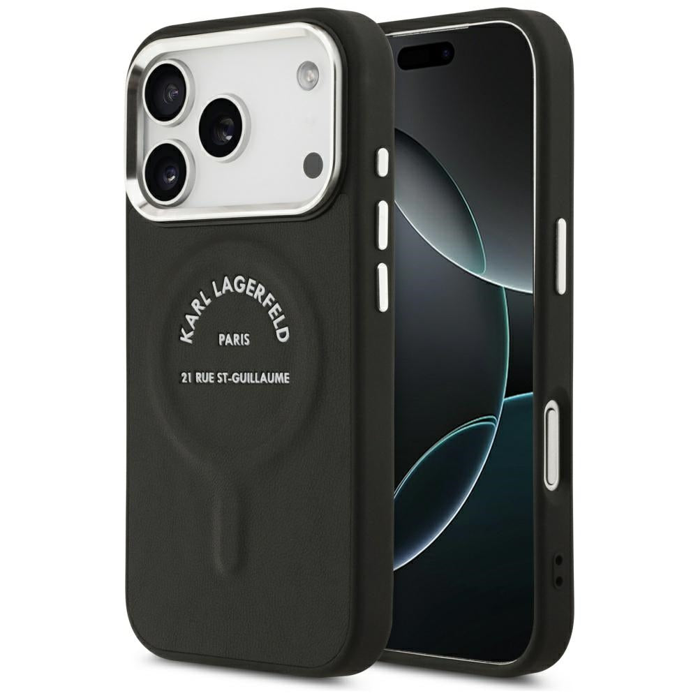 Karl Lagerfeld iPhone 17 Pro/iPhone 18 Pro Skal Embossed Ring RSG Logo Svart