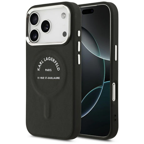 Karl Lagerfeld iPhone 17 Pro/iPhone 18 Pro Skal Embossed Ring RSG Logo Svart