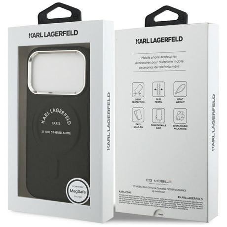 Karl Lagerfeld iPhone 17 Pro/iPhone 18 Pro Skal Embossed Ring RSG Logo Svart