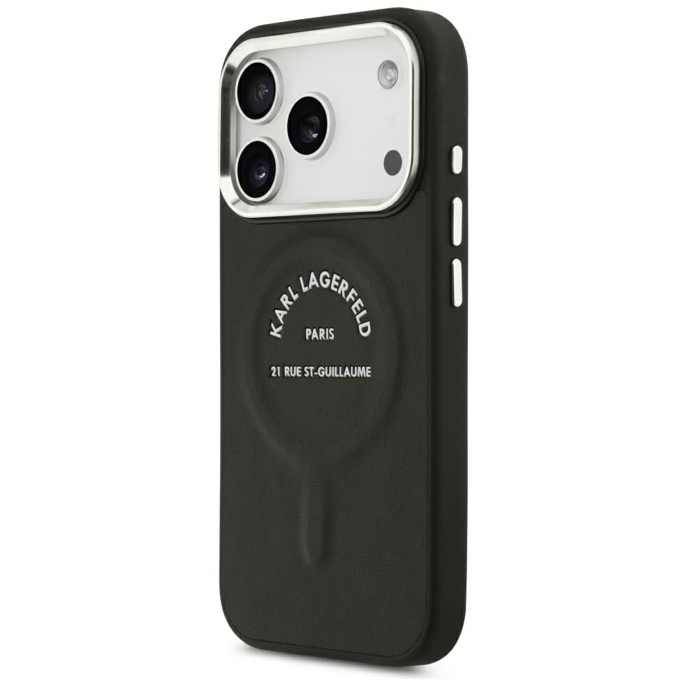 Karl Lagerfeld iPhone 17 Pro Max/iPhone 18 Pro Max Skal Embossed Ring RSG Logo Svart