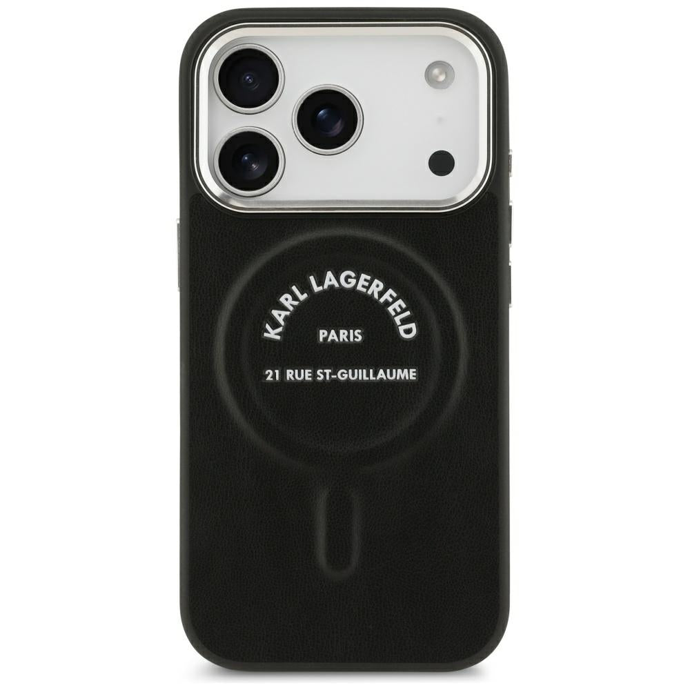 Karl Lagerfeld iPhone 17 Pro Max/iPhone 18 Pro Max Skal Embossed Ring RSG Logo Svart