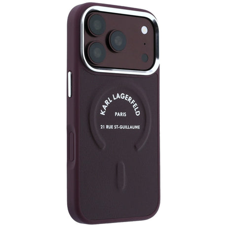 Karl Lagerfeld iPhone 17 Pro/iPhone 18 Pro Skal Embossed Ring RSG Logo Burgundy