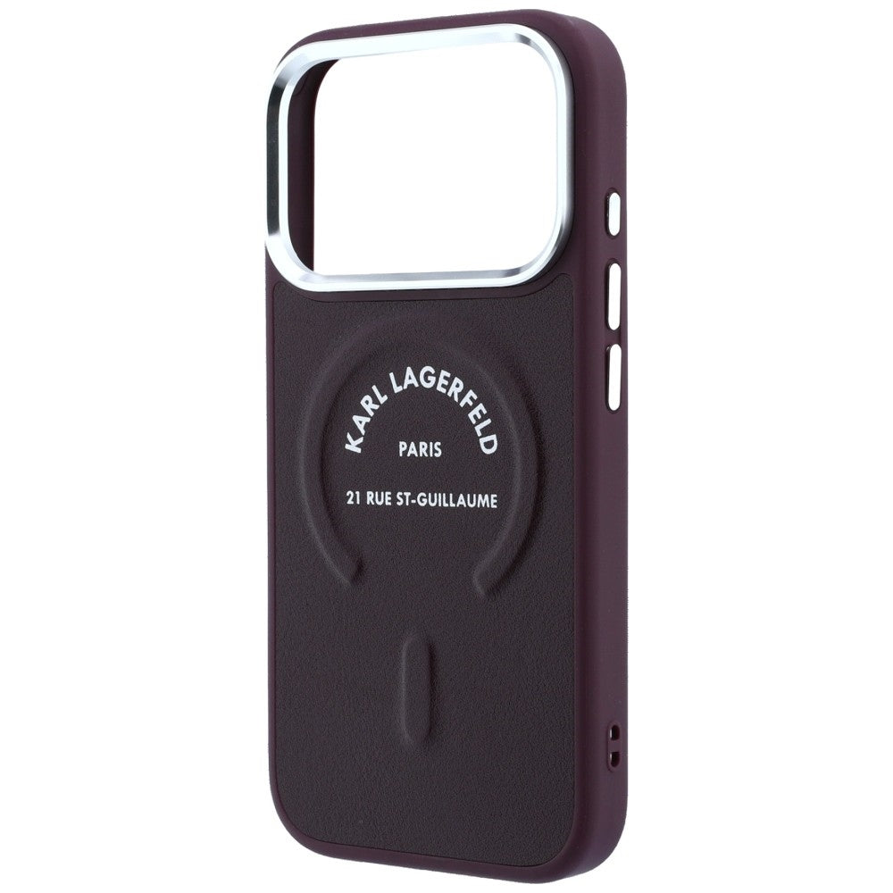 Karl Lagerfeld iPhone 17 Pro/iPhone 18 Pro Skal Embossed Ring RSG Logo Burgundy