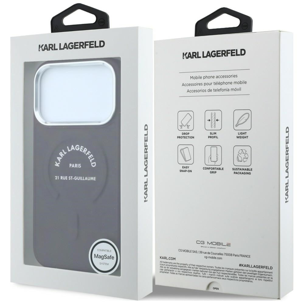 Karl Lagerfeld iPhone 17 Pro/iPhone 18 Pro Skal Embossed Ring RSG Logo Burgundy