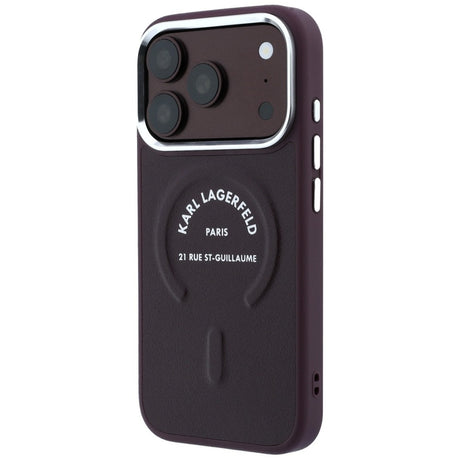 Karl Lagerfeld iPhone 17 Pro Max/iPhone 18 Pro Max Skal Embossed Ring RSG Logo Burgundy