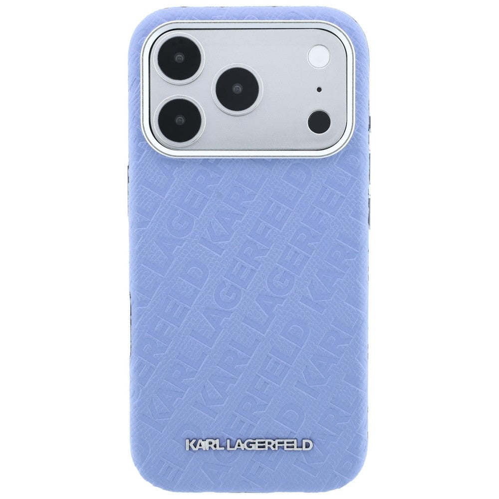 Karl Lagerfeld iPhone 17 Pro Max/iPhone 18 Pro Max Skal Grained Allover Logo Blå