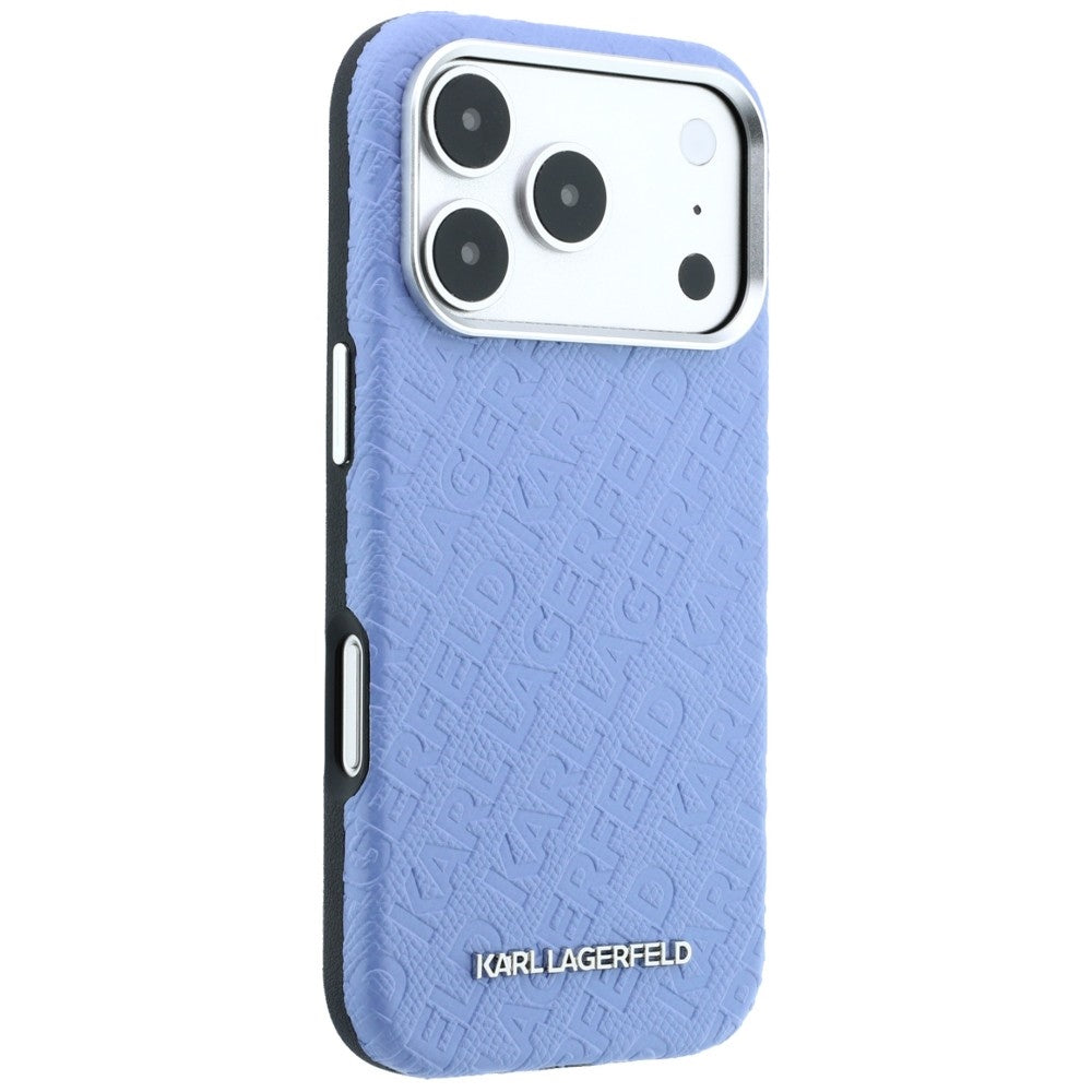 Karl Lagerfeld iPhone 17 Pro Max/iPhone 18 Pro Max Skal Grained Allover Logo Blå