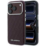 Karl Lagerfeld iPhone 17 Pro/iPhone 18 Pro Skal Grained Allover Logo Burgundy