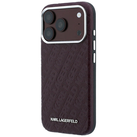 Karl Lagerfeld iPhone 17 Pro/iPhone 18 Pro Skal Grained Allover Logo Burgundy