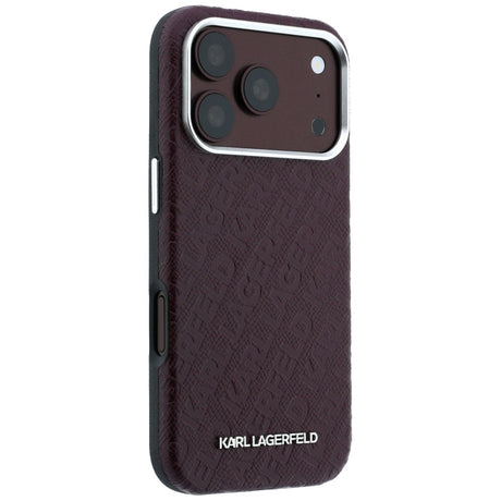 Karl Lagerfeld iPhone 17 Pro/iPhone 18 Pro Skal Grained Allover Logo Burgundy