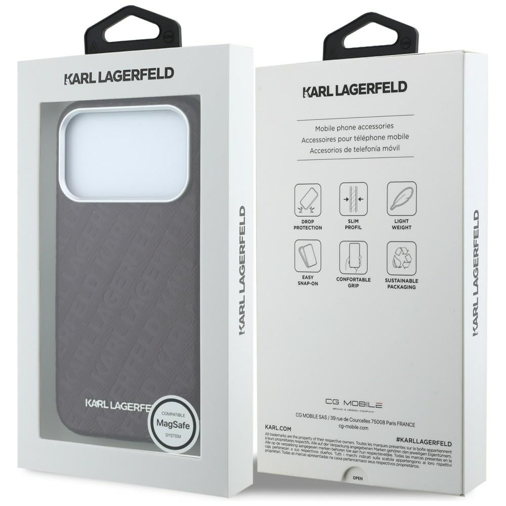 Karl Lagerfeld iPhone 17 Pro Max/iPhone 18 Pro Max Skal Grained Allover Logo Burgundy