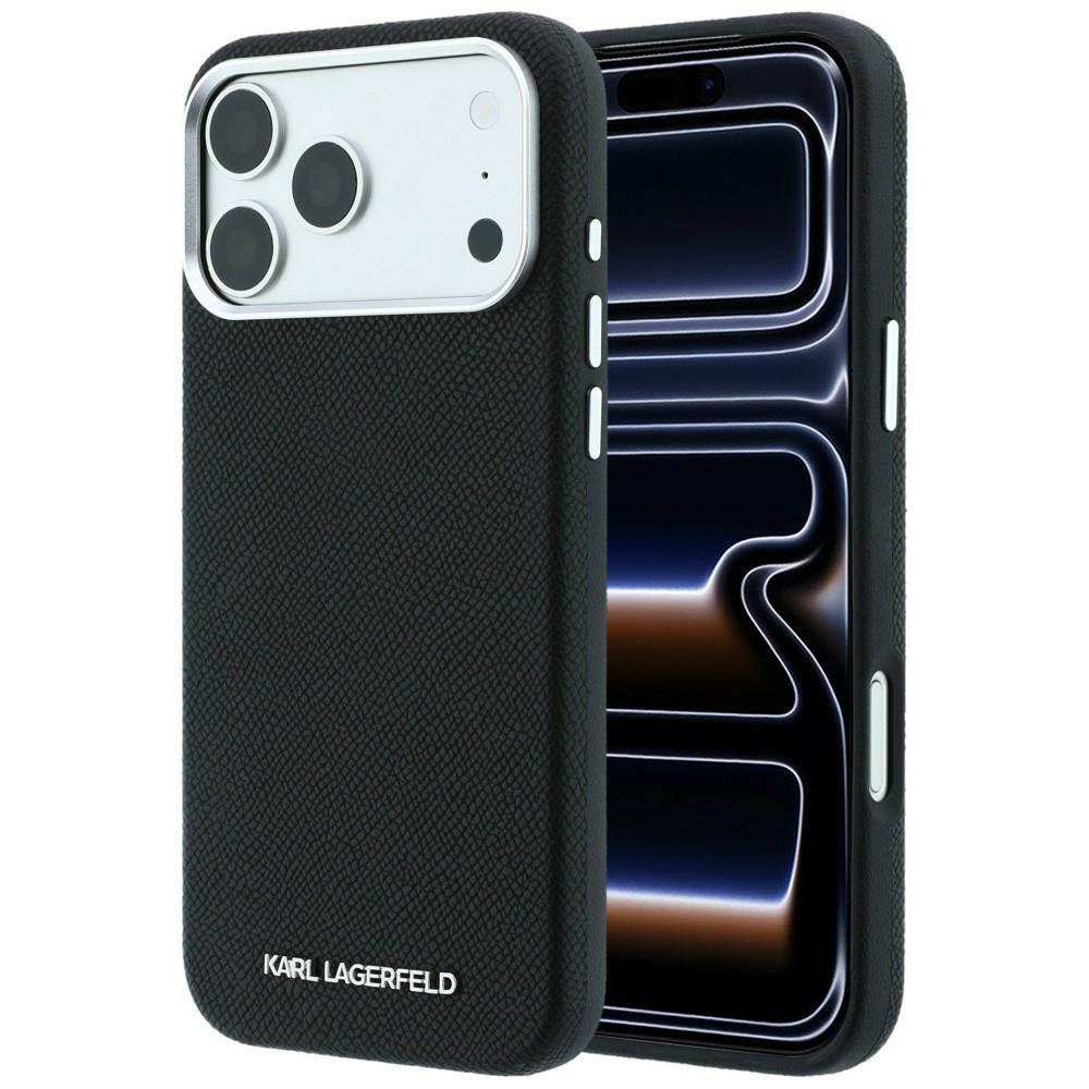 Karl Lagerfeld iPhone 17 Pro/iPhone 18 Pro Skal Grained Elongated Logo Svart
