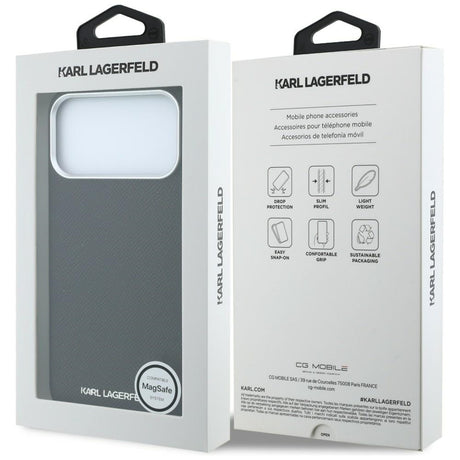 Karl Lagerfeld iPhone 17 Pro/iPhone 18 Pro Skal Grained Elongated Logo Svart