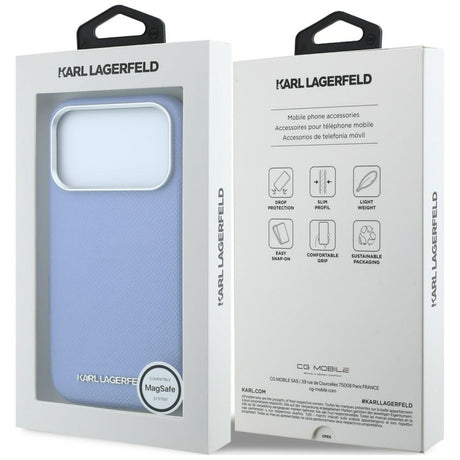 Karl Lagerfeld iPhone 17 Pro/iPhone 18 Pro Skal Grained Elongated Logo Blå