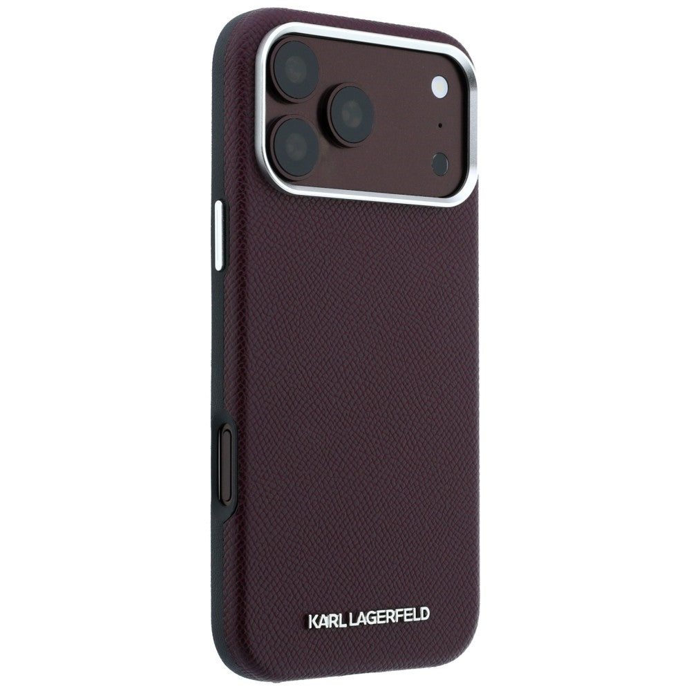 Karl Lagerfeld iPhone 17 Pro Max/iPhone 18 Pro Max Skal Grained Elongated Logo Burgundy