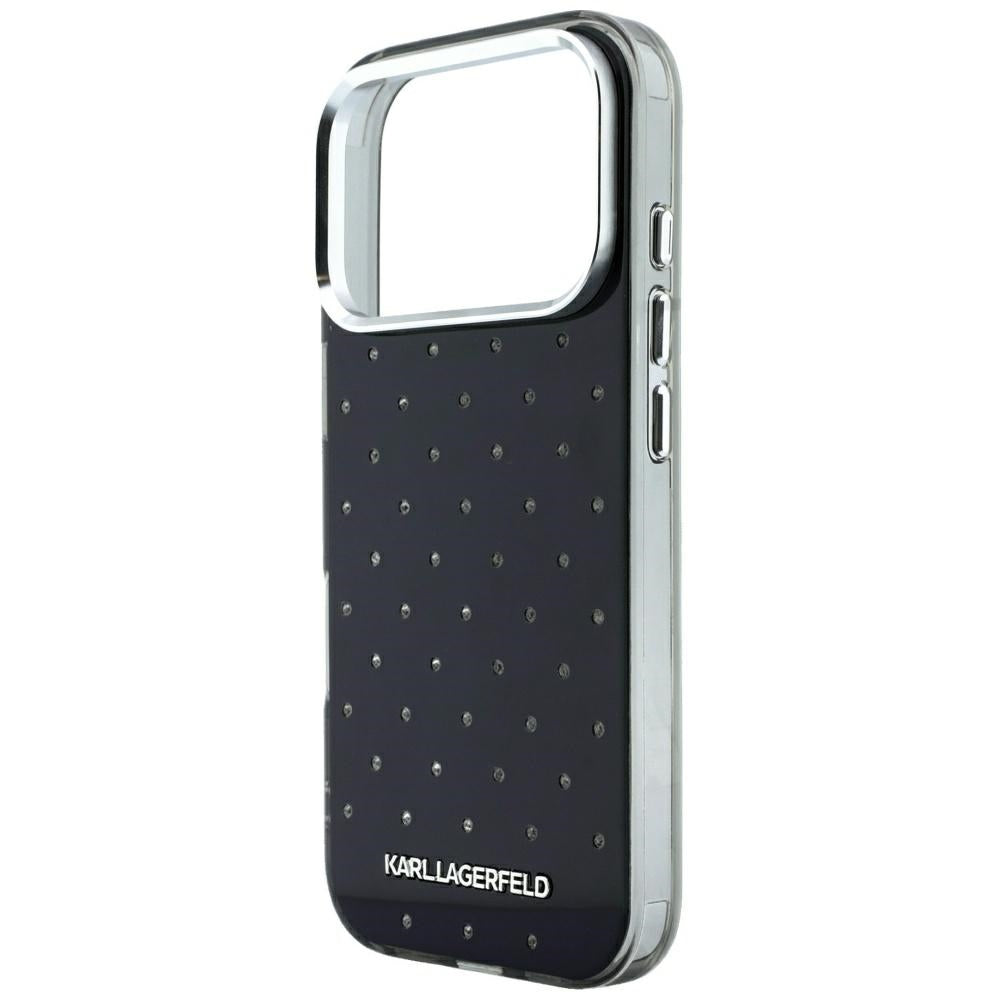 Karl Lagerfeld iPhone 17 Pro/iPhone 18 Pro Skal Rhinestones Electroplated Logo Svart