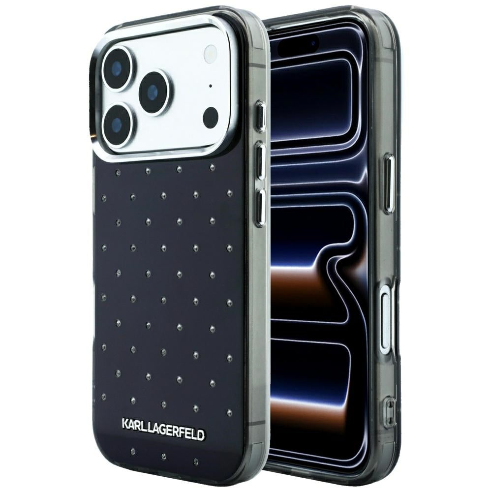 Karl Lagerfeld iPhone 17 Pro Max/iPhone 18 Pro Max Skal Rhinestones Electroplated Logo Svart
