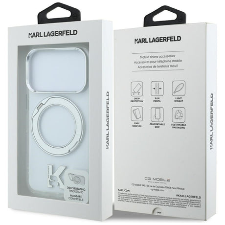 Karl Lagerfeld iPhone 17 Pro/iPhone 18 Pro Skal Ring Stand Kameo Transparent