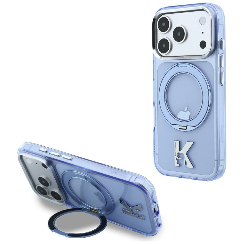 Karl Lagerfeld iPhone 17 Pro Max/iPhone 18 Pro Max Skal Ring Stand Kameo Blå