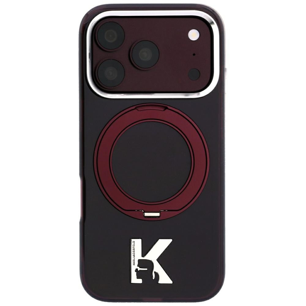 Karl Lagerfeld iPhone 17 Pro/iPhone 18 Pro Skal Ring Stand Kameo Burgundy