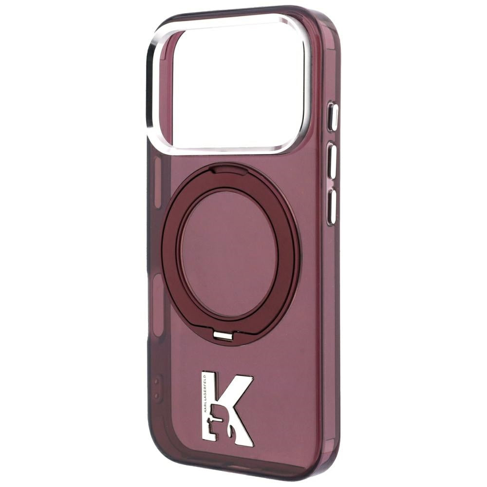 Karl Lagerfeld iPhone 17 Pro/iPhone 18 Pro Skal Ring Stand Kameo Burgundy
