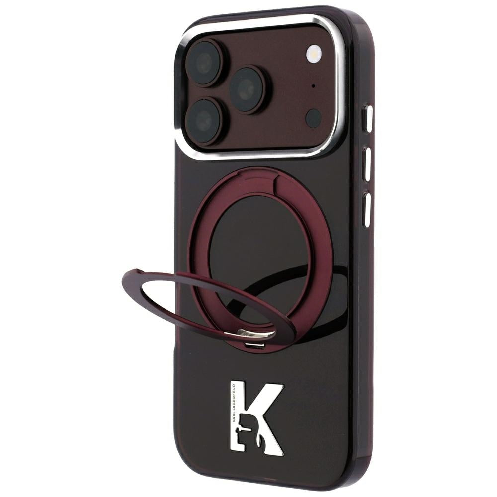 Karl Lagerfeld iPhone 17 Pro Max/iPhone 18 Pro Max Skal Ring Stand Kameo Burgundy