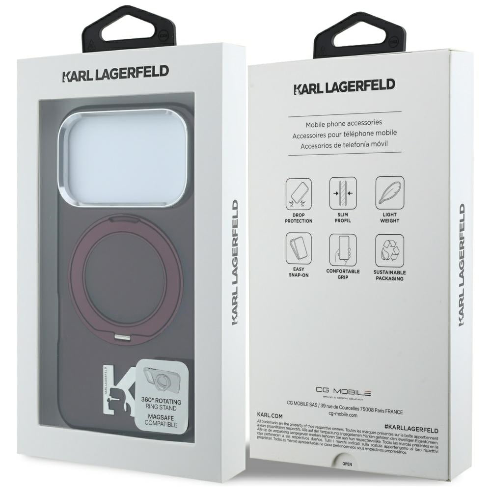 Karl Lagerfeld iPhone 17 Pro Max/iPhone 18 Pro Max Skal Ring Stand Kameo Burgundy