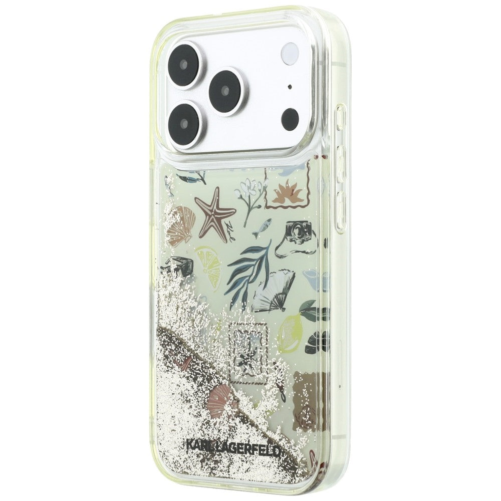 Karl Lagerfeld iPhone 17 Pro/iPhone 18 Pro Skal Liquid Glitter Beach Beige