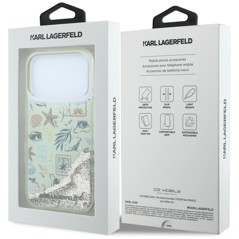 Karl Lagerfeld iPhone 17 Pro/iPhone 18 Pro Skal Liquid Glitter Beach Beige