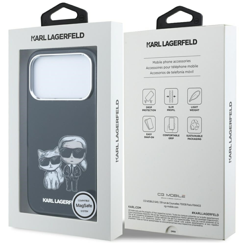 Karl Lagerfeld iPhone 17 Pro/iPhone 18 Pro Skal Karl & Choupette Sketch Svart