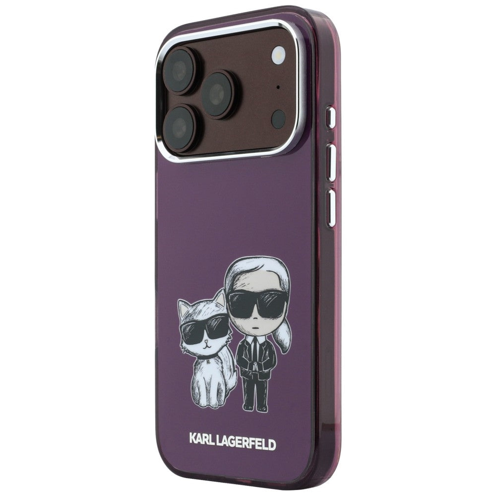 Karl Lagerfeld iPhone 17 Pro/iPhone 18 Pro Skal Karl & Choupette Sketch Burgundy