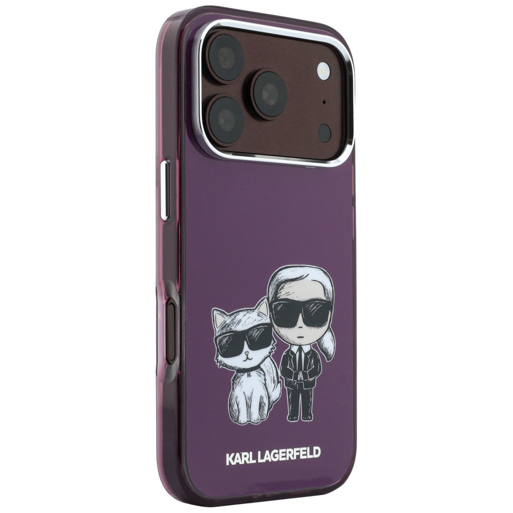Karl Lagerfeld iPhone 17 Pro/iPhone 18 Pro Skal Karl & Choupette Sketch Burgundy