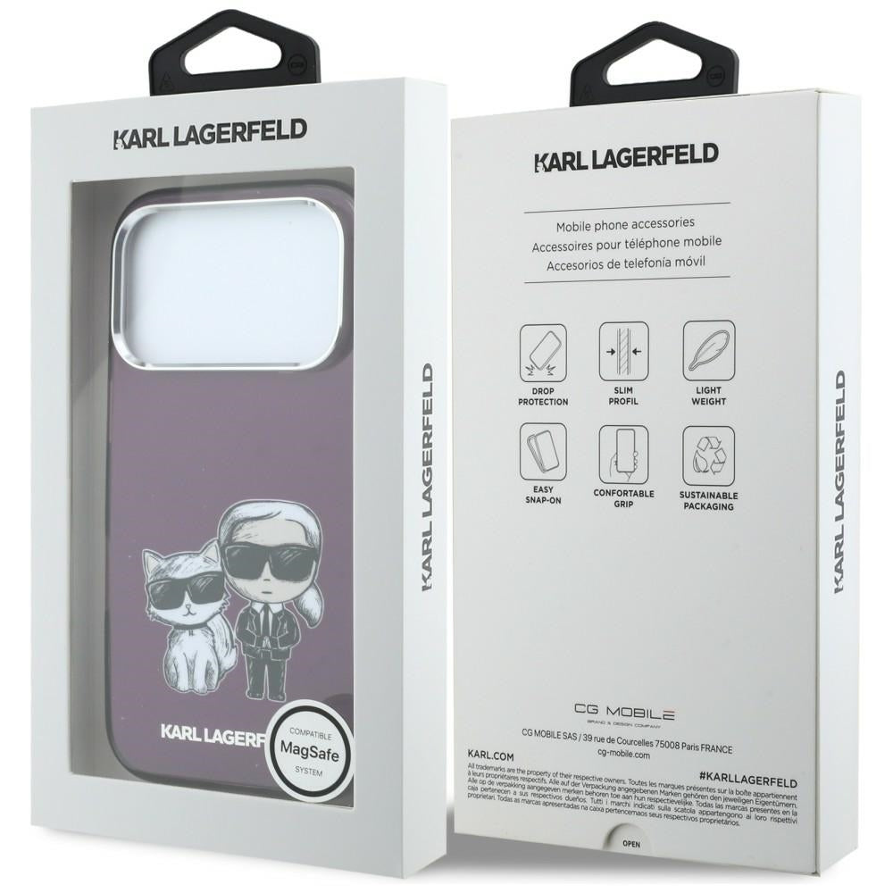 Karl Lagerfeld iPhone 17 Pro/iPhone 18 Pro Skal Karl & Choupette Sketch Burgundy