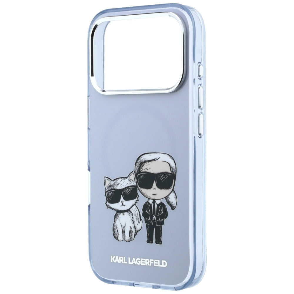 Karl Lagerfeld iPhone 17 Pro/iPhone 18 Pro Skal Karl & Choupette Sketch Blå