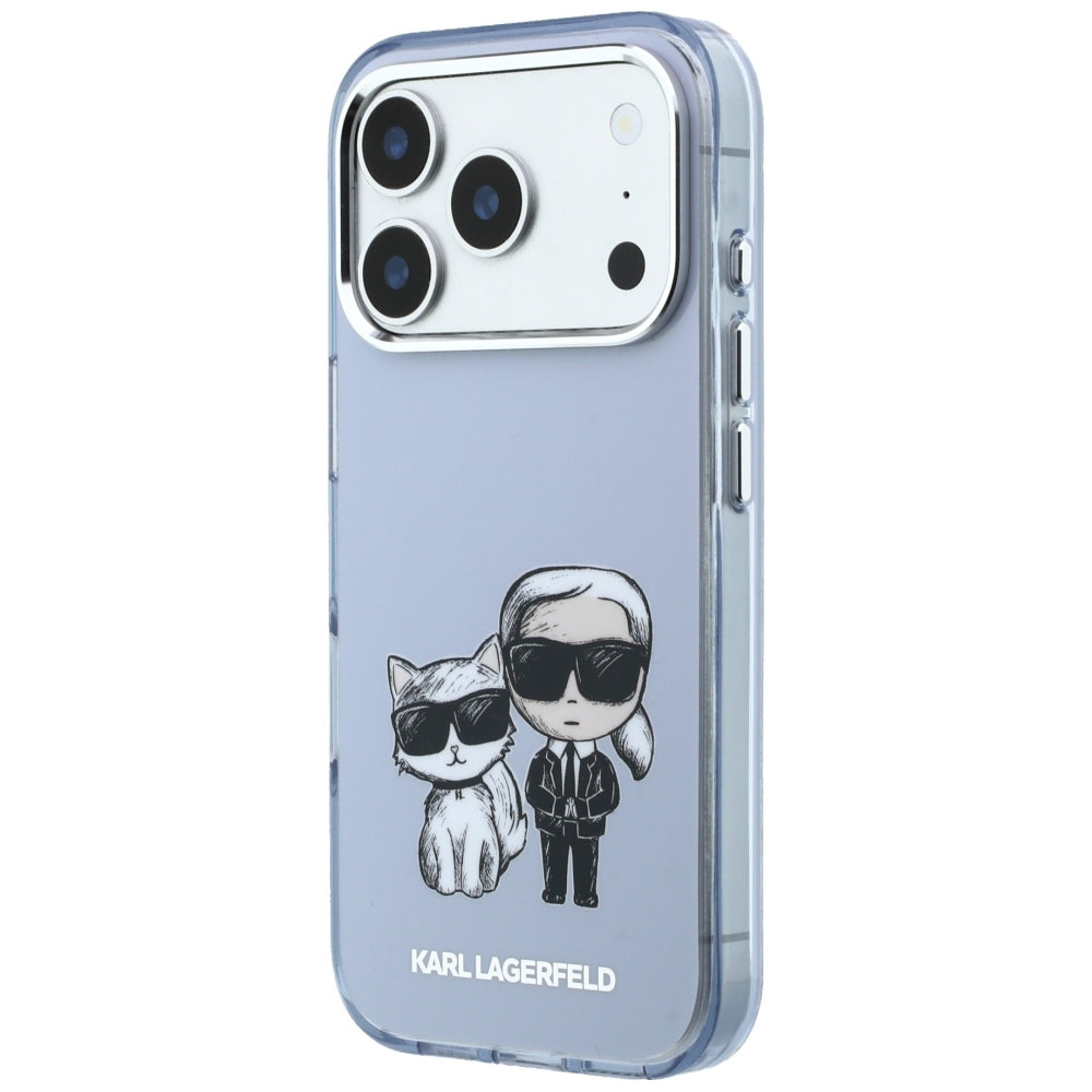 Karl Lagerfeld iPhone 17 Pro Max/iPhone 18 Pro Max Skal Karl & Choupette Sketch Blå