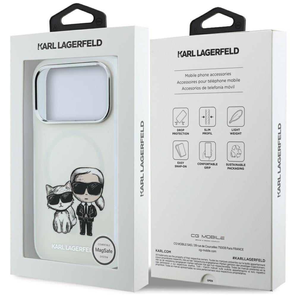 Karl Lagerfeld iPhone 17 Pro/iPhone 18 Pro Skal Karl & Choupette Sketch Beige