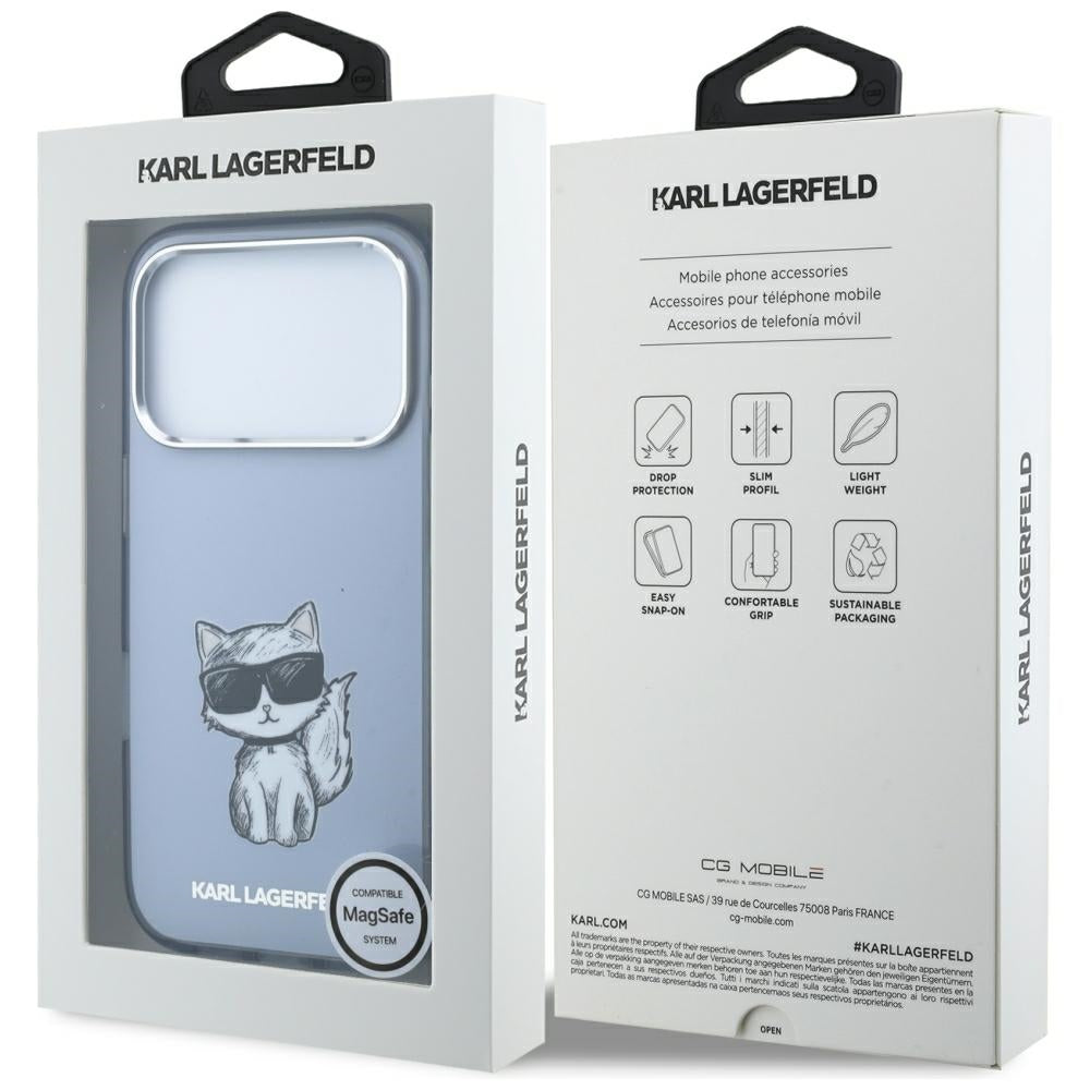 Karl Lagerfeld iPhone 17 Pro/iPhone 18 Pro Skal Choupette Sketch Blå