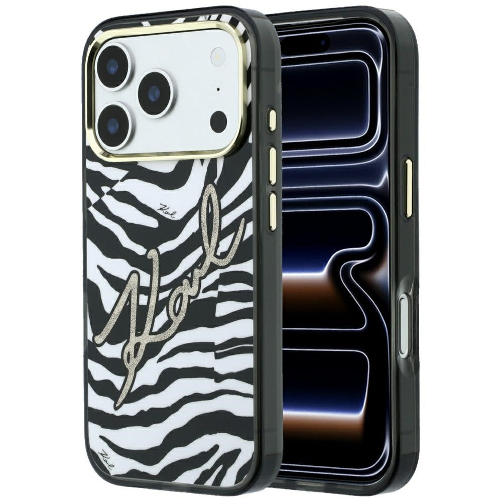 Karl Lagerfeld iPhone 17 Pro/iPhone 18 Pro Skal Zebra Glitter Guld