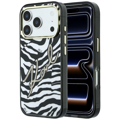 Karl Lagerfeld iPhone 17 Pro Max/iPhone 18 Pro Max Skal Zebra Glitter Guld