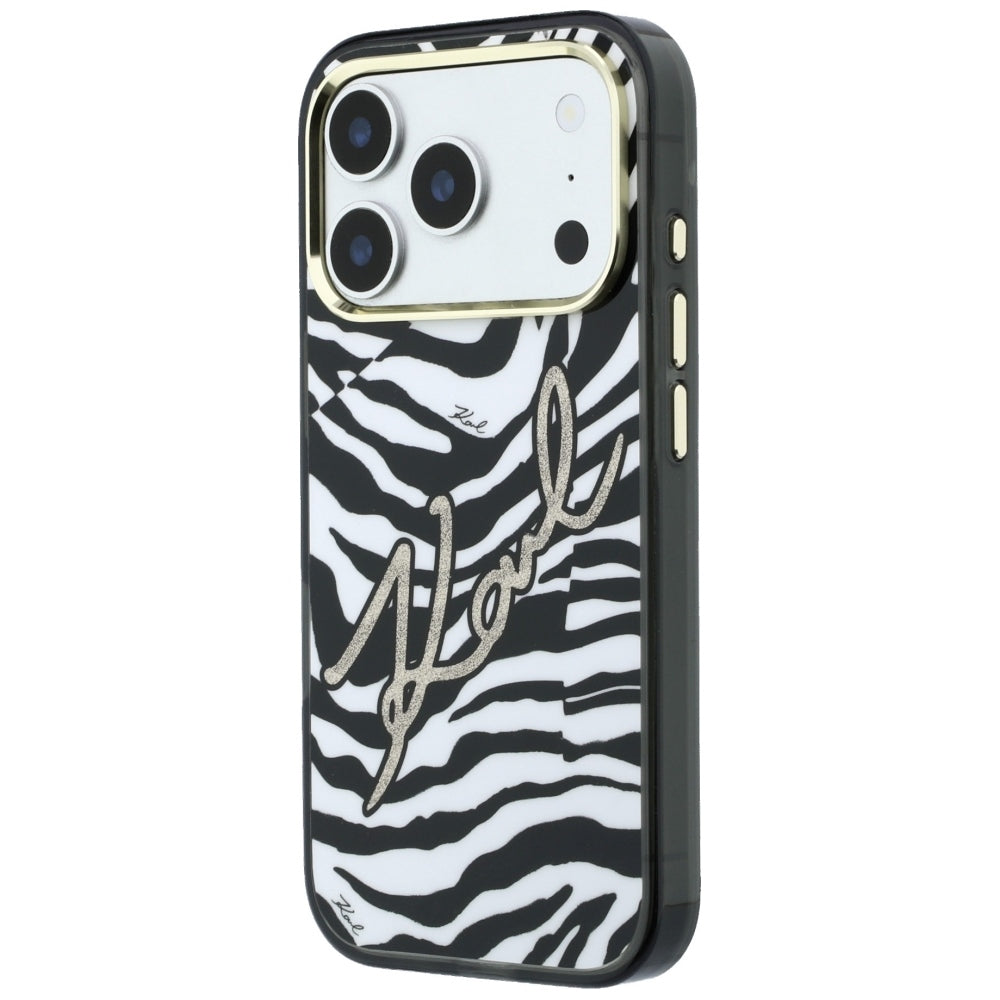 Karl Lagerfeld iPhone 17 Pro Max/iPhone 18 Pro Max Skal Zebra Glitter Guld