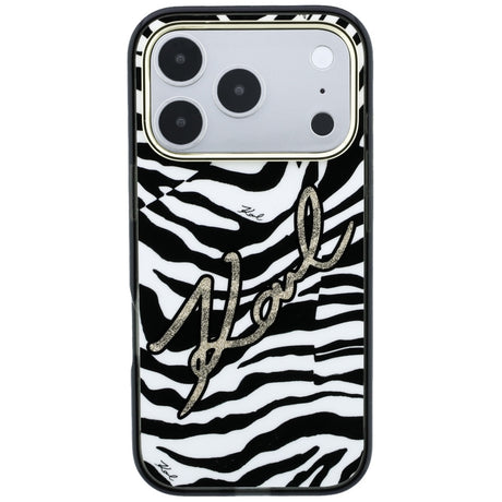 Karl Lagerfeld iPhone 17 Pro Max/iPhone 18 Pro Max Skal Zebra Glitter Guld