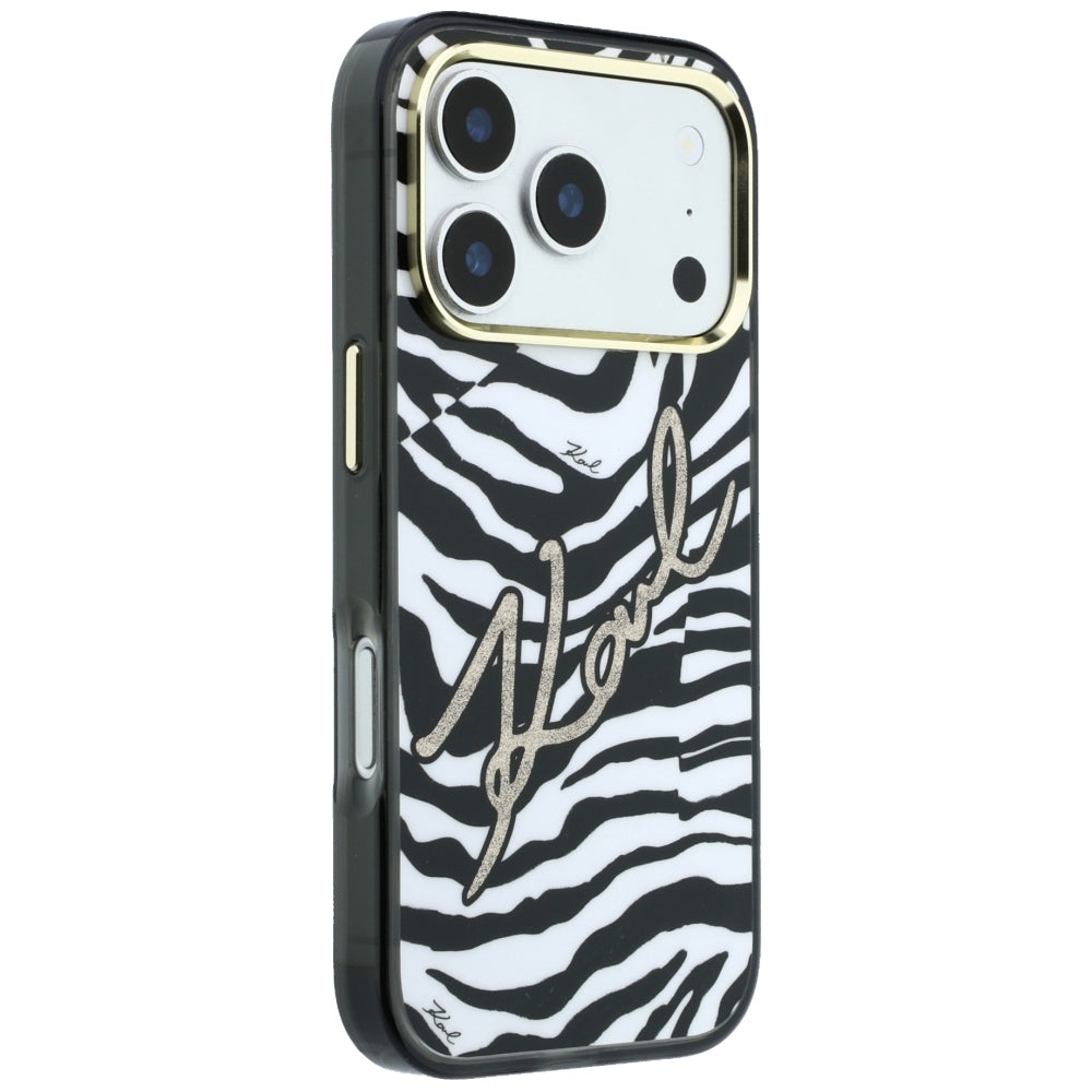 Karl Lagerfeld iPhone 17 Pro Max/iPhone 18 Pro Max Skal Zebra Glitter Guld