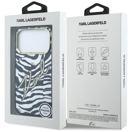 Karl Lagerfeld iPhone 17 Pro Max/iPhone 18 Pro Max Skal Zebra Glitter Guld