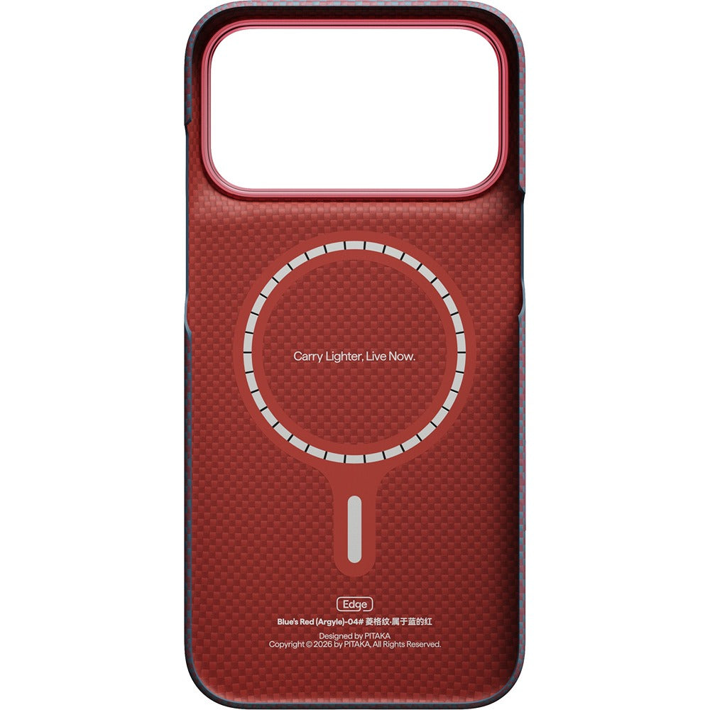 Pitaka iPhone 17 Pro Max/iPhone 18 Pro Max Skal Edge MagSafe Argyle Blue's Red