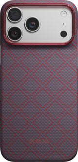 Pitaka iPhone 17 Pro Max/iPhone 18 Pro Max Skal Edge MagSafe Argyle Blue's Red