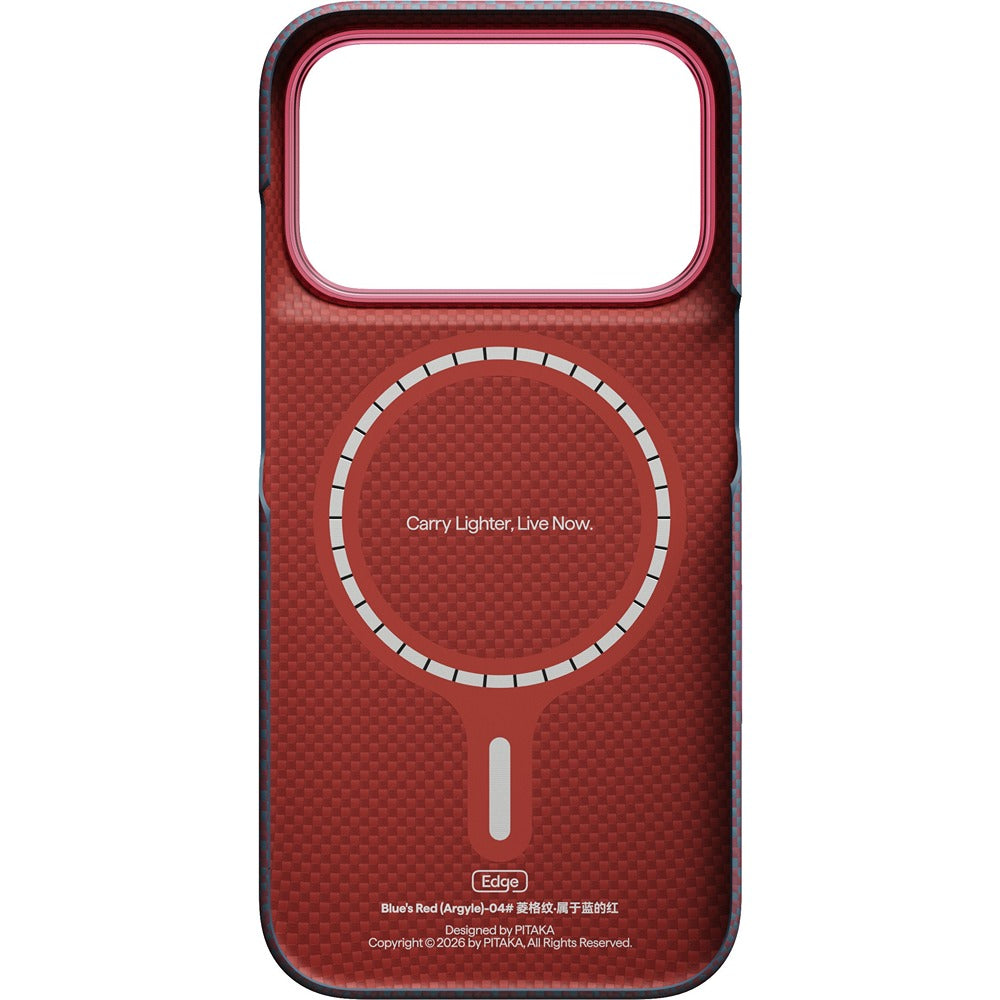 Pitaka iPhone 17 Pro/iPhone 18 Pro Skal Edge MagSafe Argyle Blue's Red