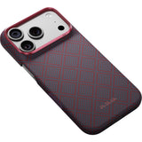 Pitaka iPhone 17 Pro/iPhone 18 Pro Skal Edge MagSafe Argyle Blue's Red